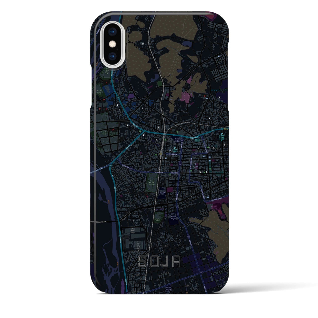 【総社(岡山県)】地図柄iPhoneケース(バックカバータイプ)