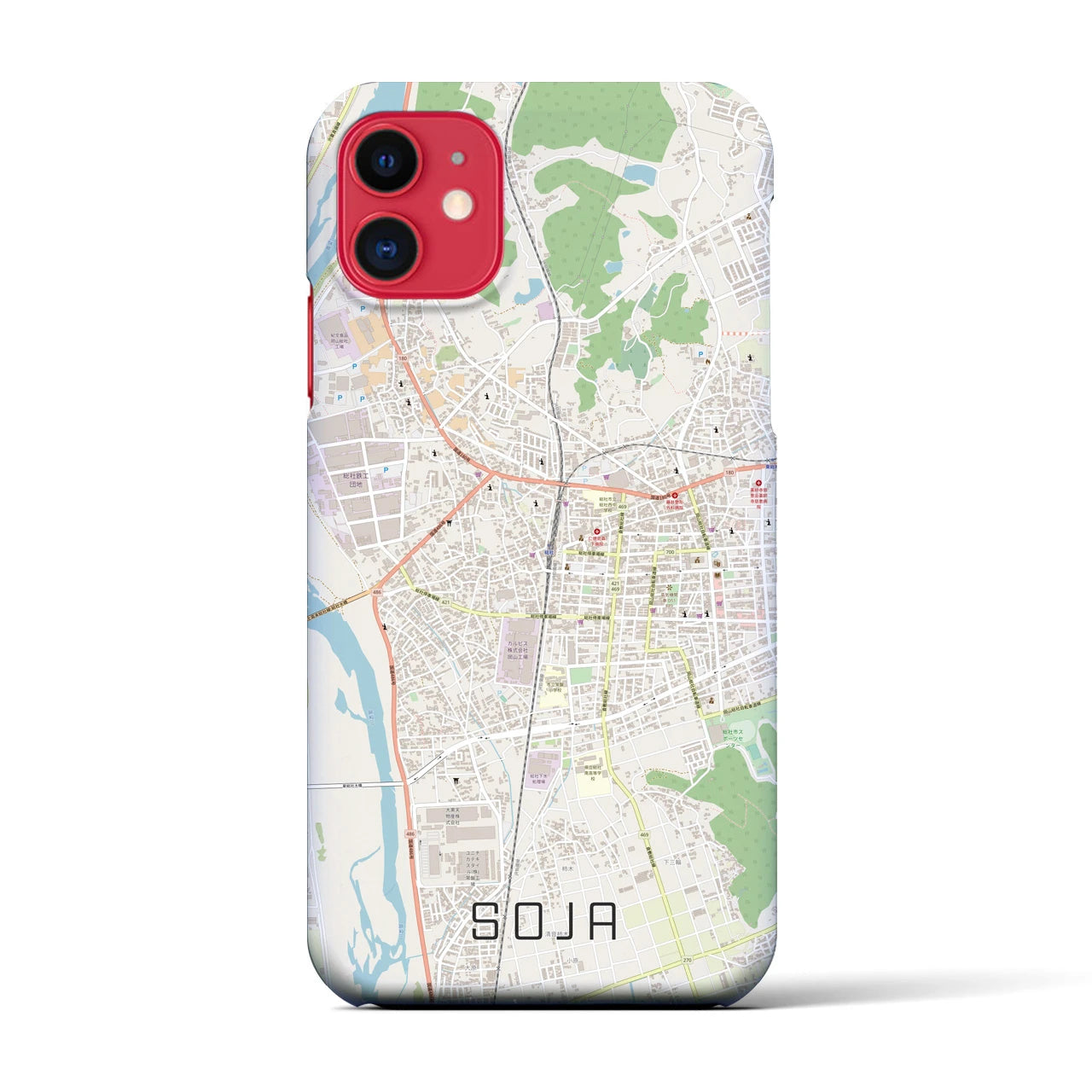 【総社(岡山県)】地図柄iPhoneケース(バックカバータイプ)