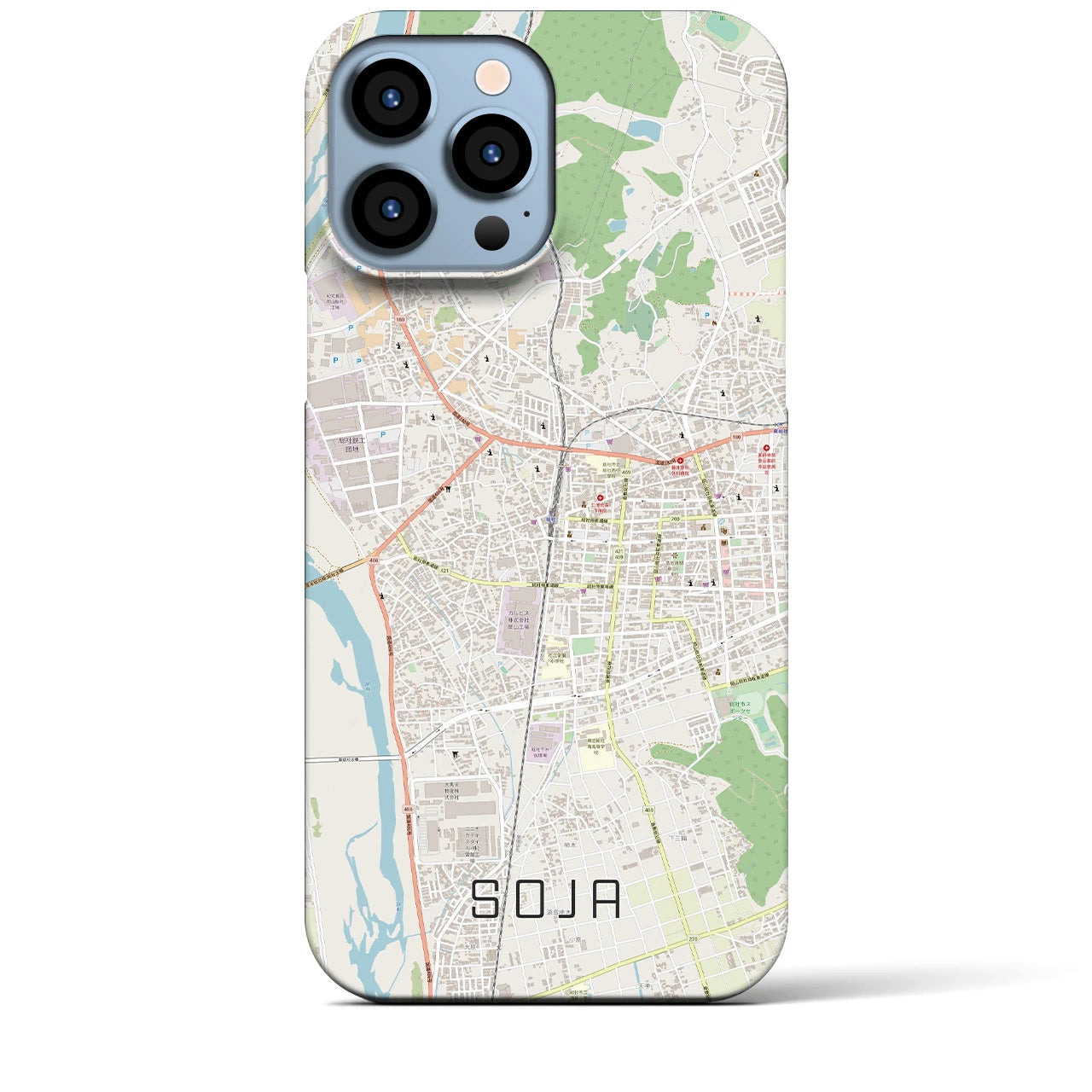 【総社(岡山県)】地図柄iPhoneケース(バックカバータイプ)