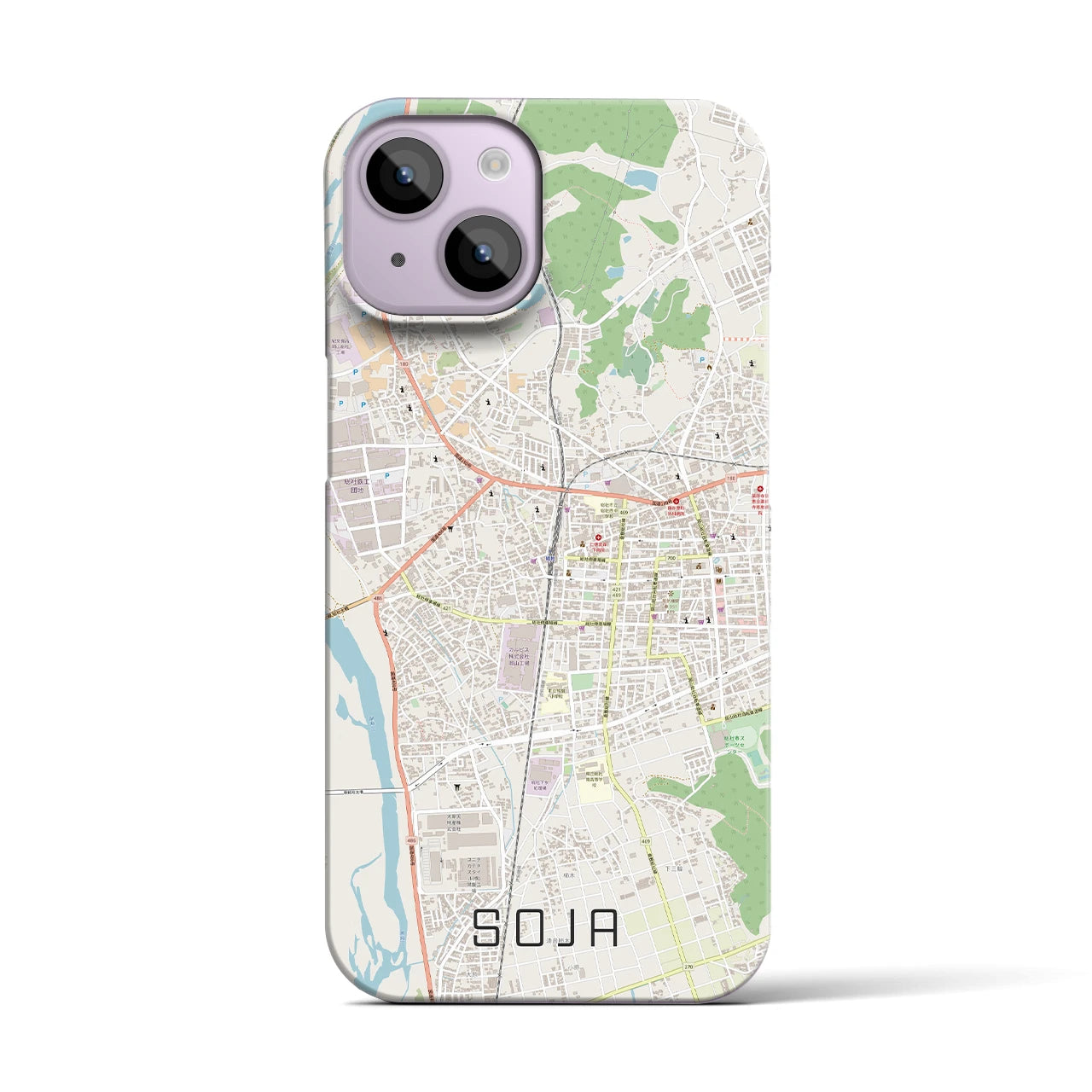 【総社(岡山県)】地図柄iPhoneケース(バックカバータイプ)