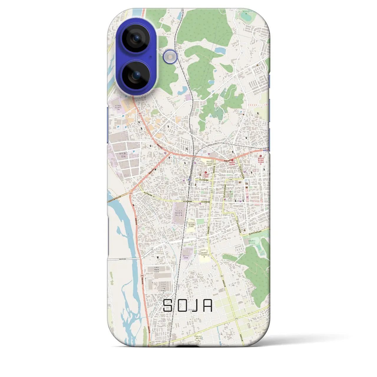 【総社(岡山県)】地図柄iPhoneケース(バックカバータイプ)ナチュラル・iPhone 16 Pro Max 用