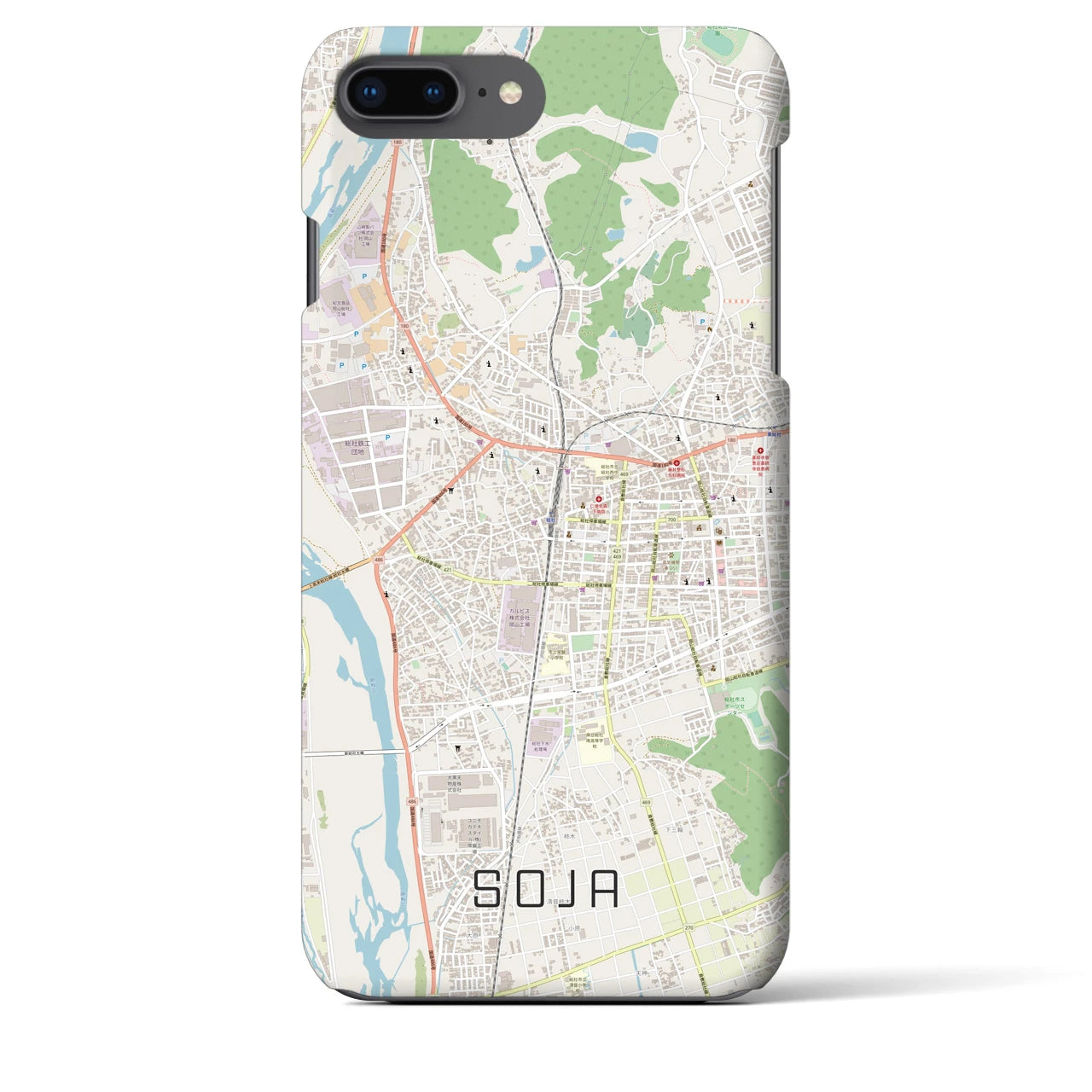 【総社(岡山県)】地図柄iPhoneケース(バックカバータイプ)