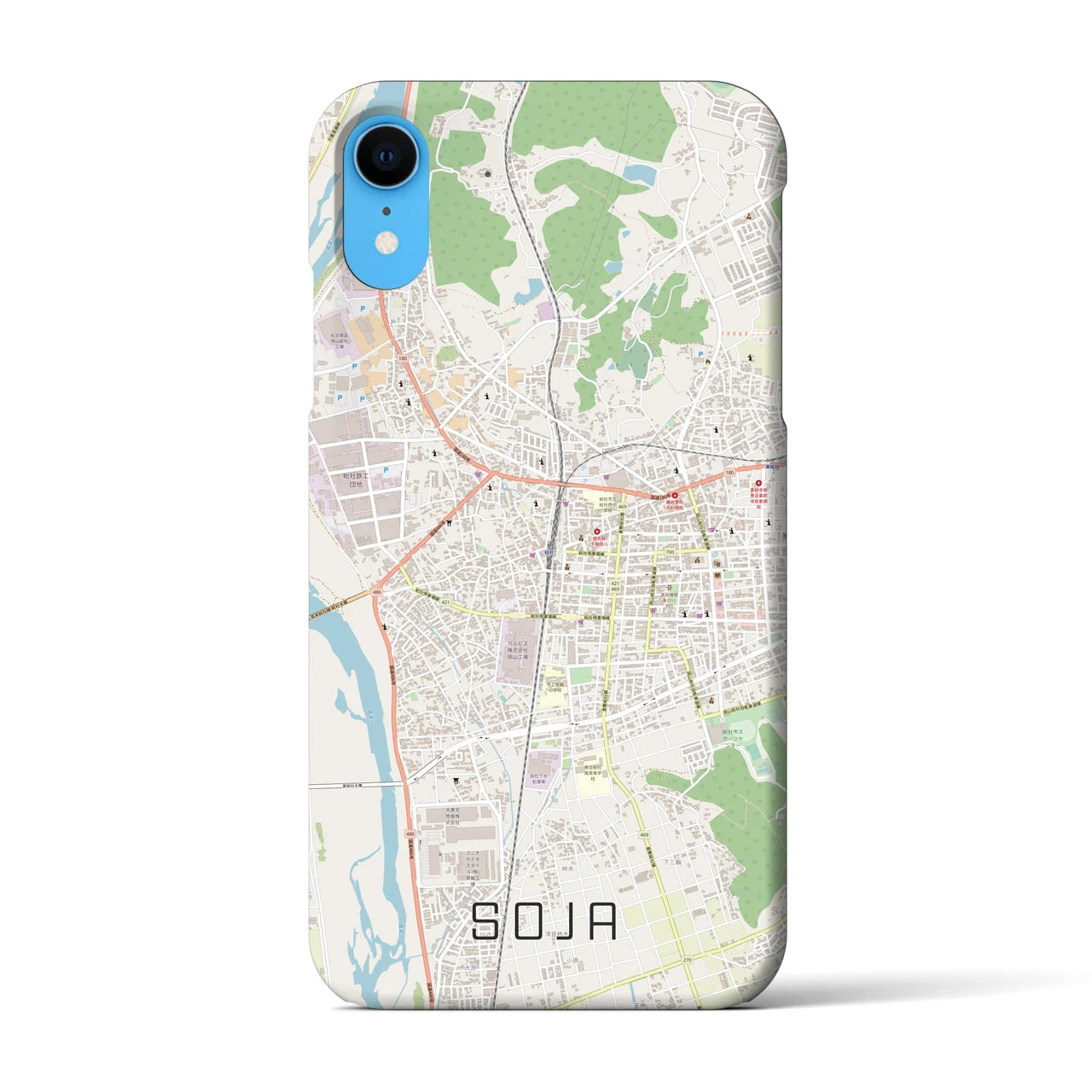 【総社(岡山県)】地図柄iPhoneケース(バックカバータイプ)