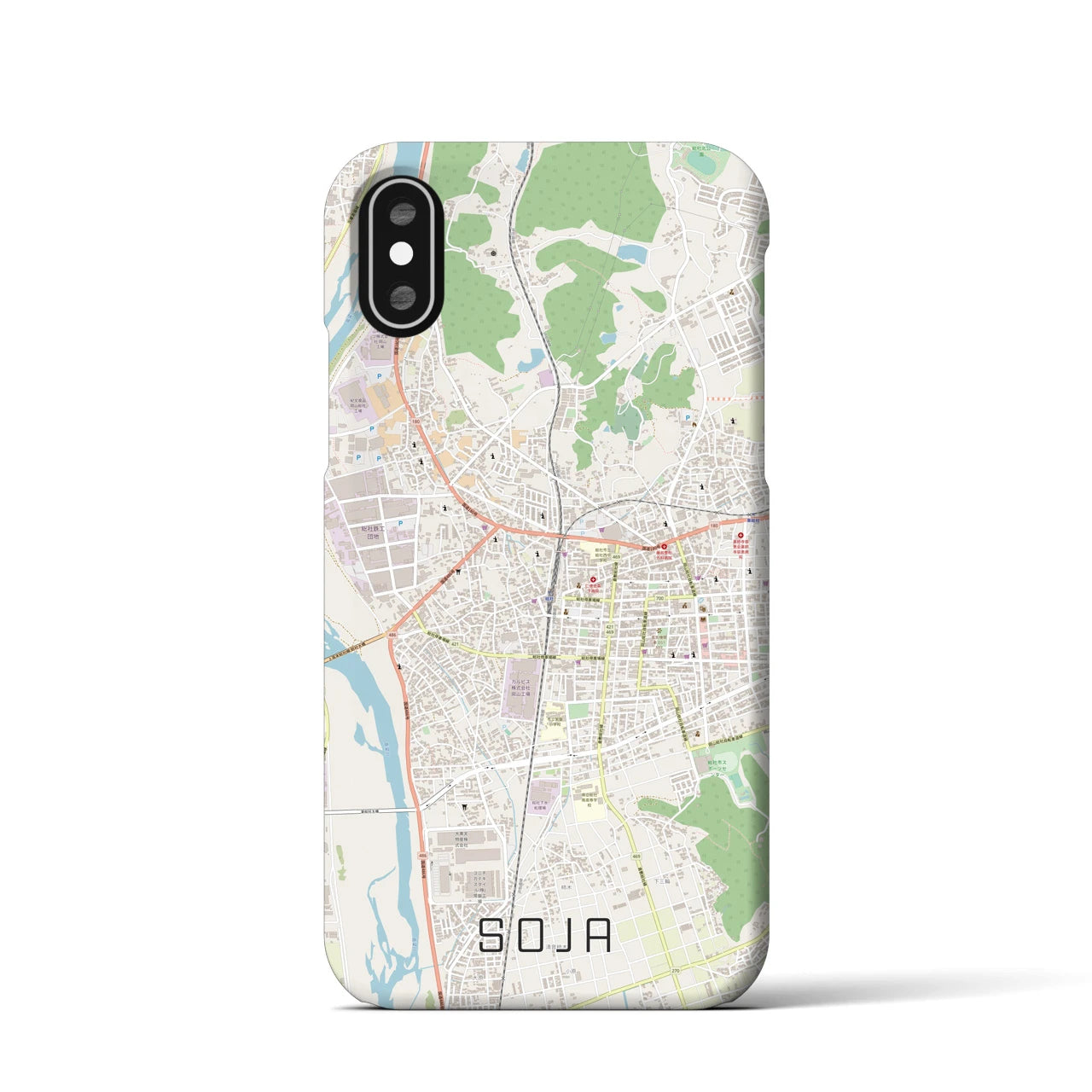 【総社(岡山県)】地図柄iPhoneケース(バックカバータイプ)