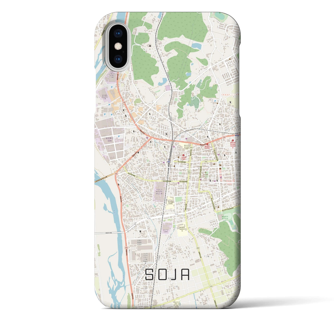 【総社(岡山県)】地図柄iPhoneケース(バックカバータイプ)