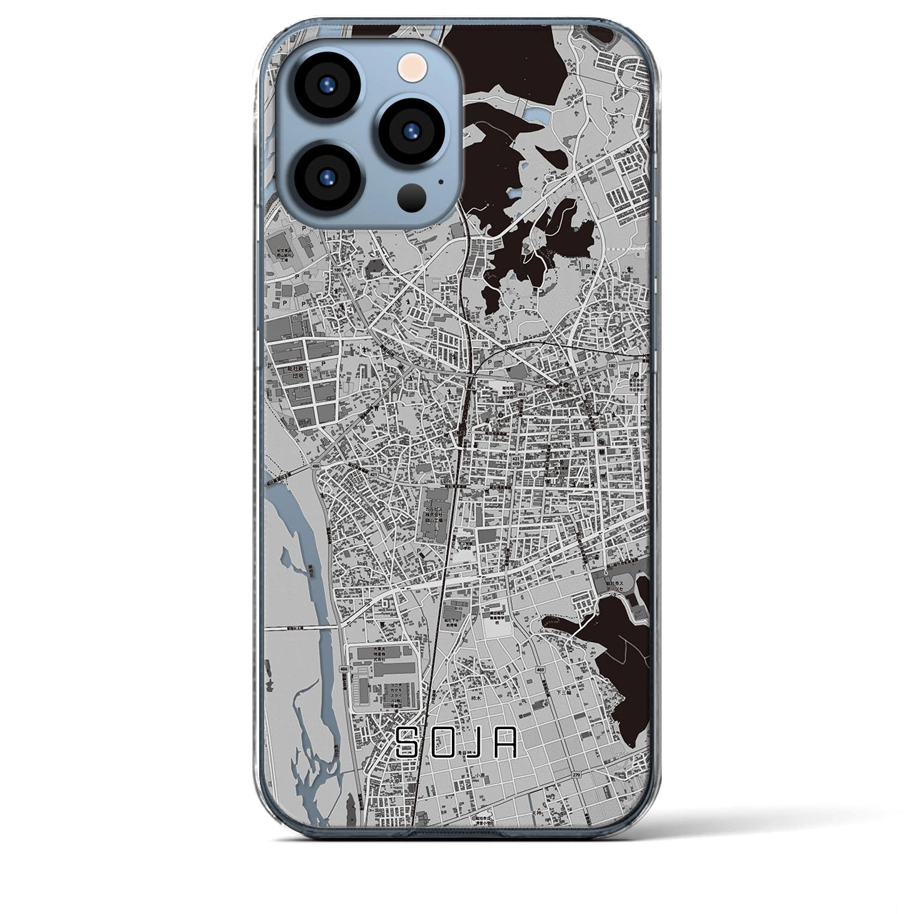 【総社(岡山県)】地図柄iPhoneケース(クリアタイプ)