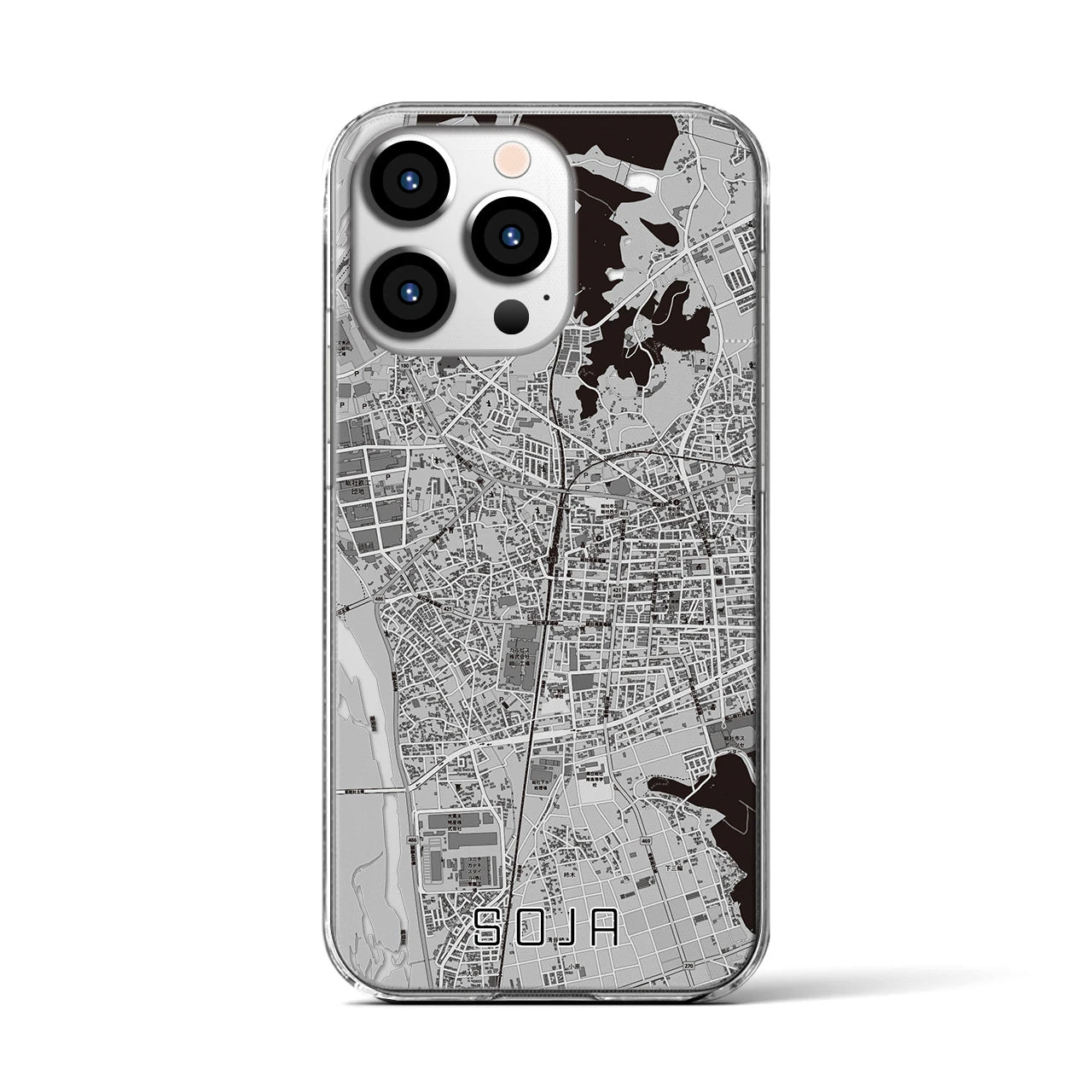 【総社(岡山県)】地図柄iPhoneケース(クリアタイプ)