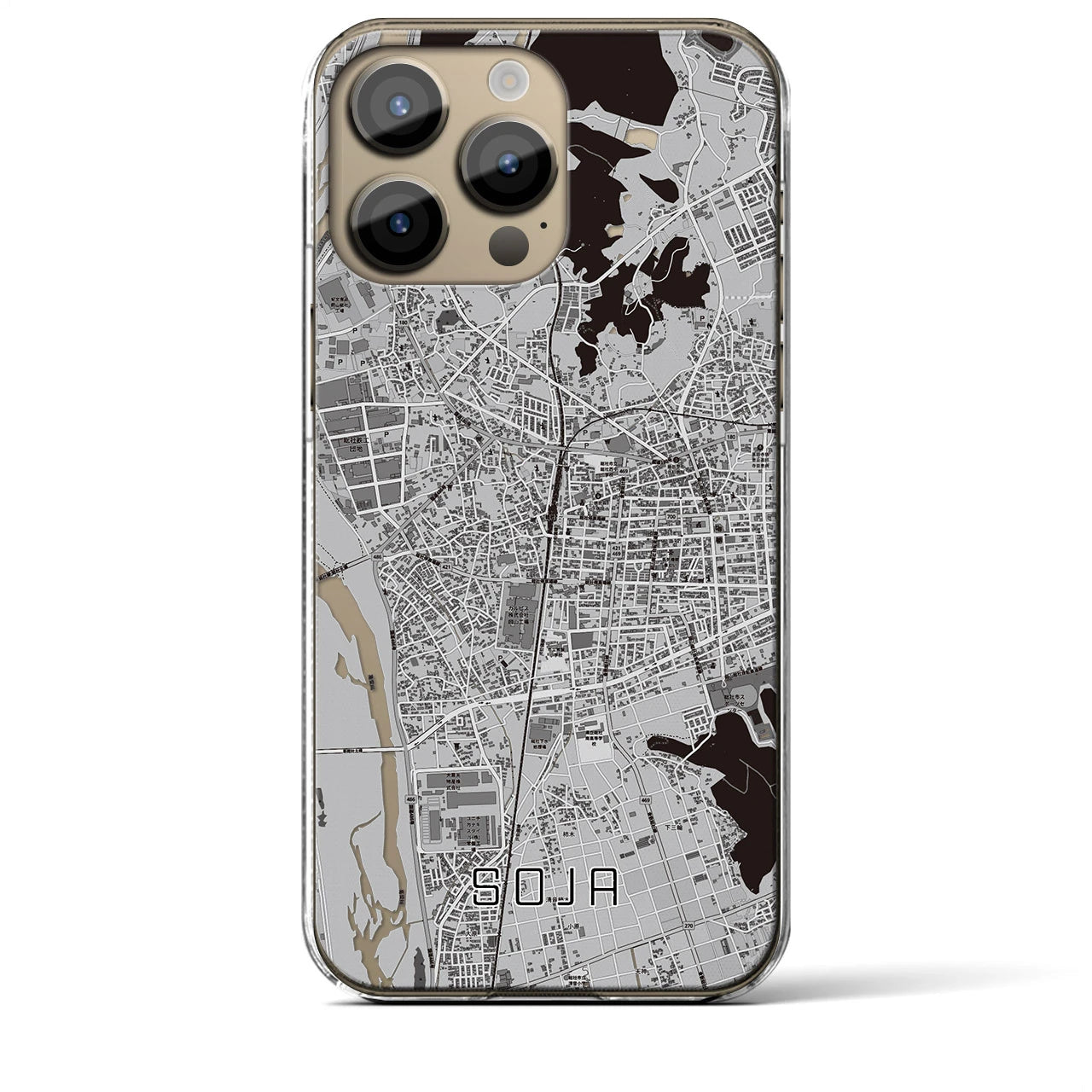 【総社(岡山県)】地図柄iPhoneケース(クリアタイプ)