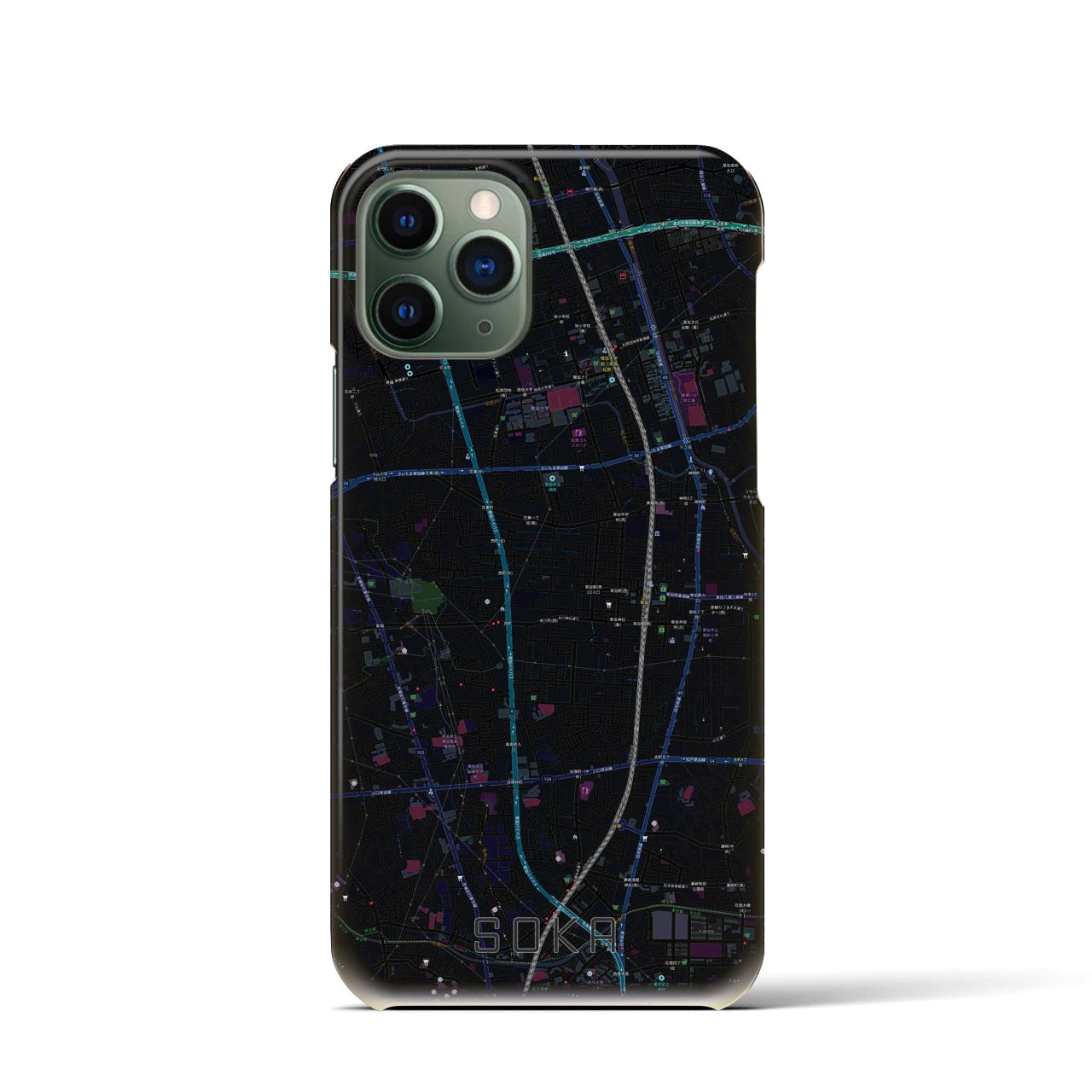 【草加(埼玉県)】地図柄iPhoneケース(バックカバータイプ)