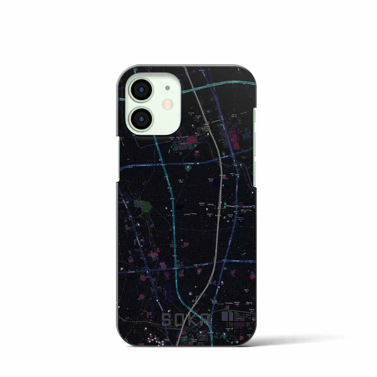 【草加(埼玉県)】地図柄iPhoneケース(バックカバータイプ)