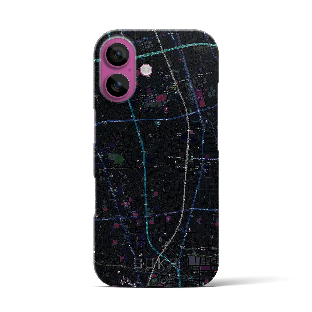 【草加(埼玉県)】地図柄iPhoneケース(バックカバータイプ)