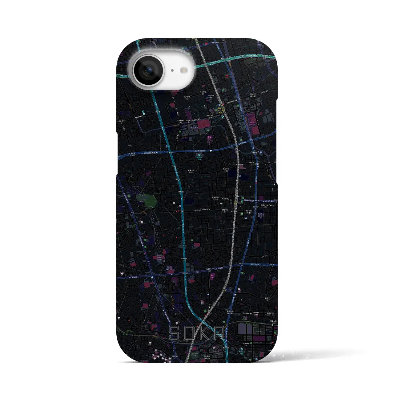 【草加(埼玉県)】地図柄iPhoneケース(バックカバータイプ)