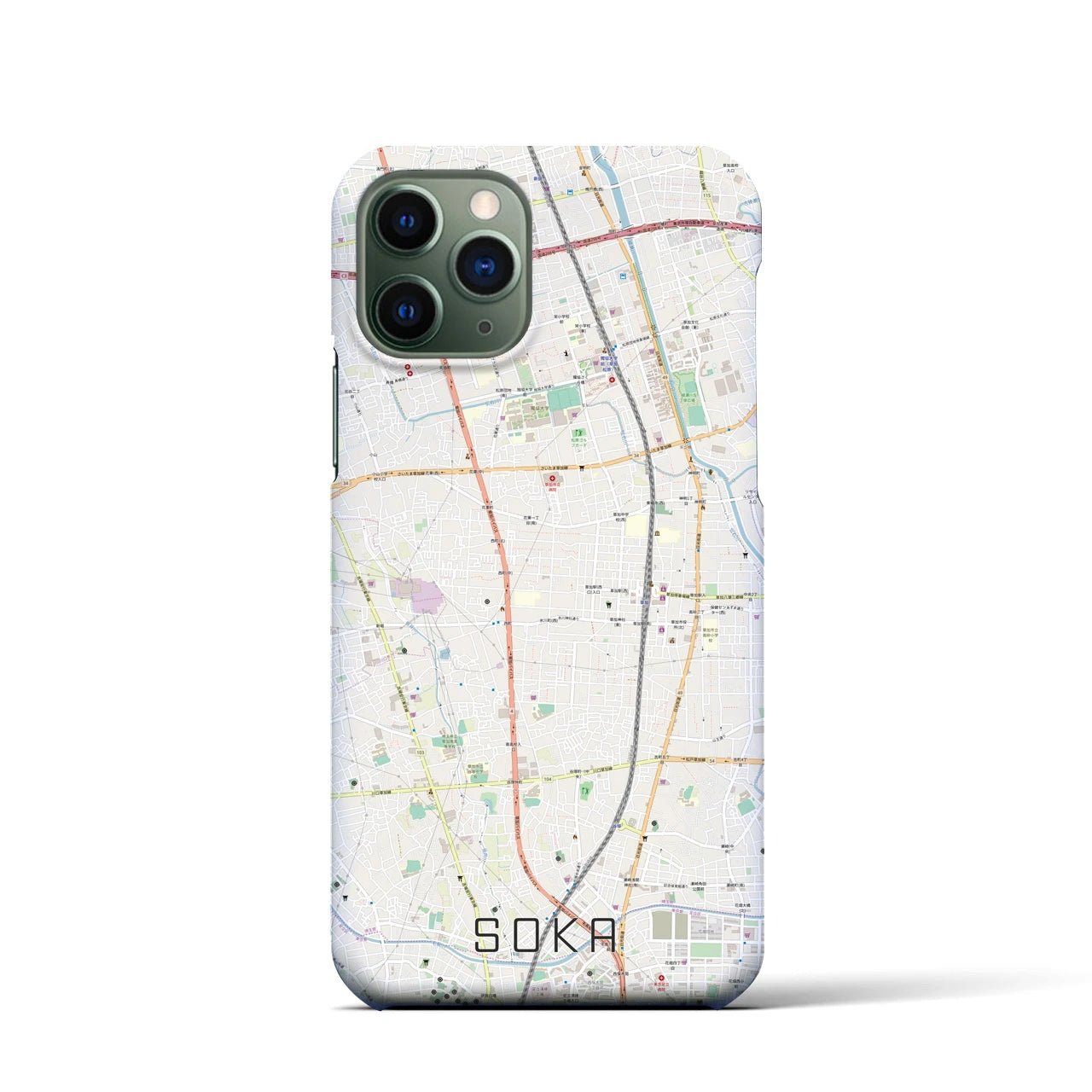 【草加(埼玉県)】地図柄iPhoneケース(バックカバータイプ)