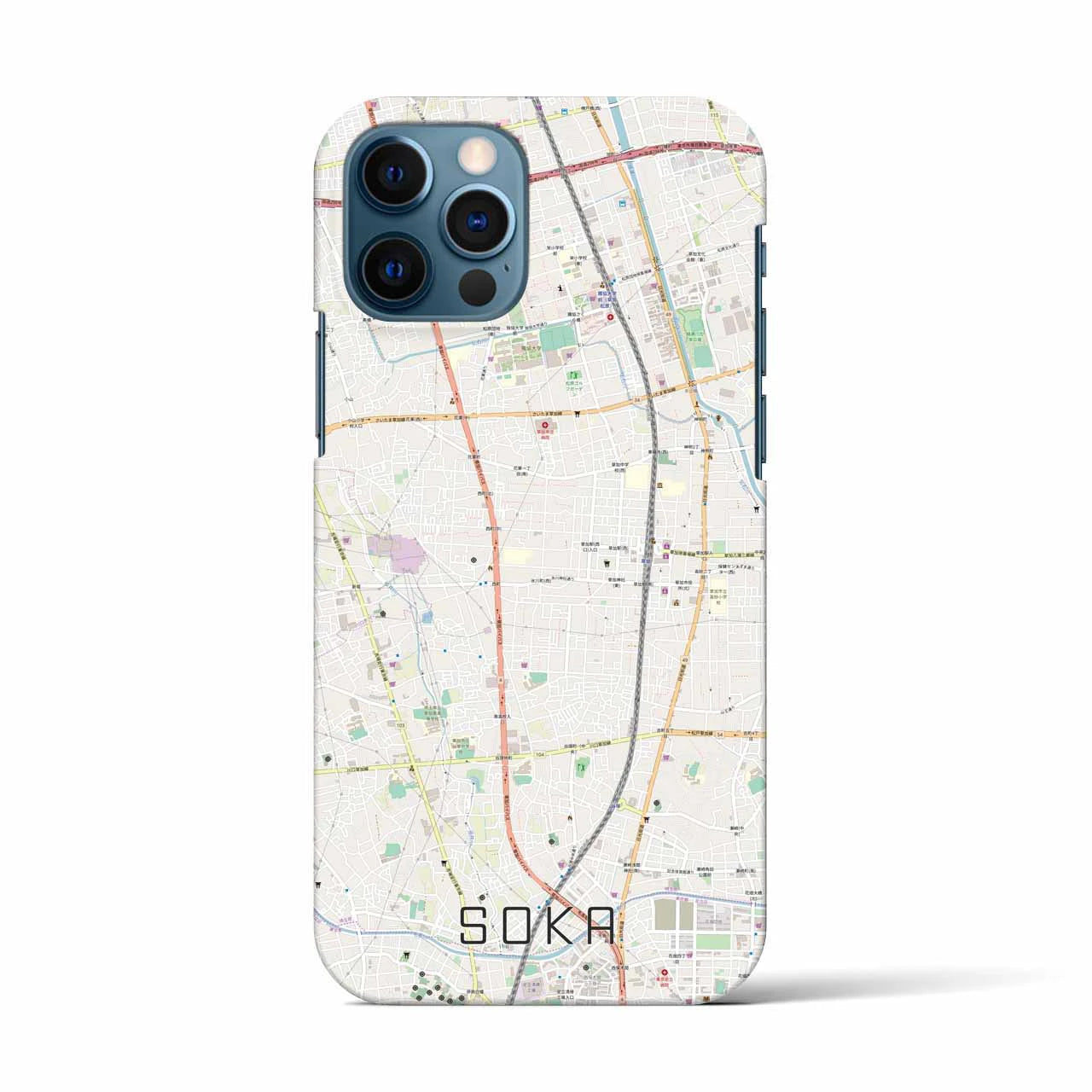 【草加(埼玉県)】地図柄iPhoneケース(バックカバータイプ)