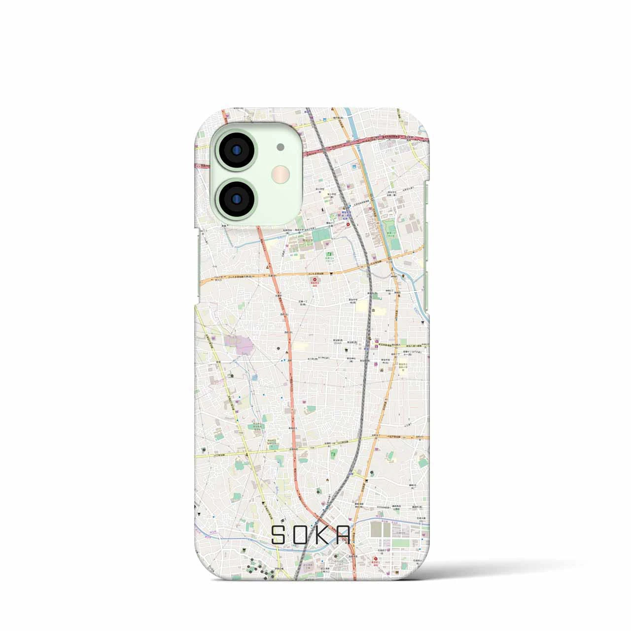 【草加(埼玉県)】地図柄iPhoneケース(バックカバータイプ)