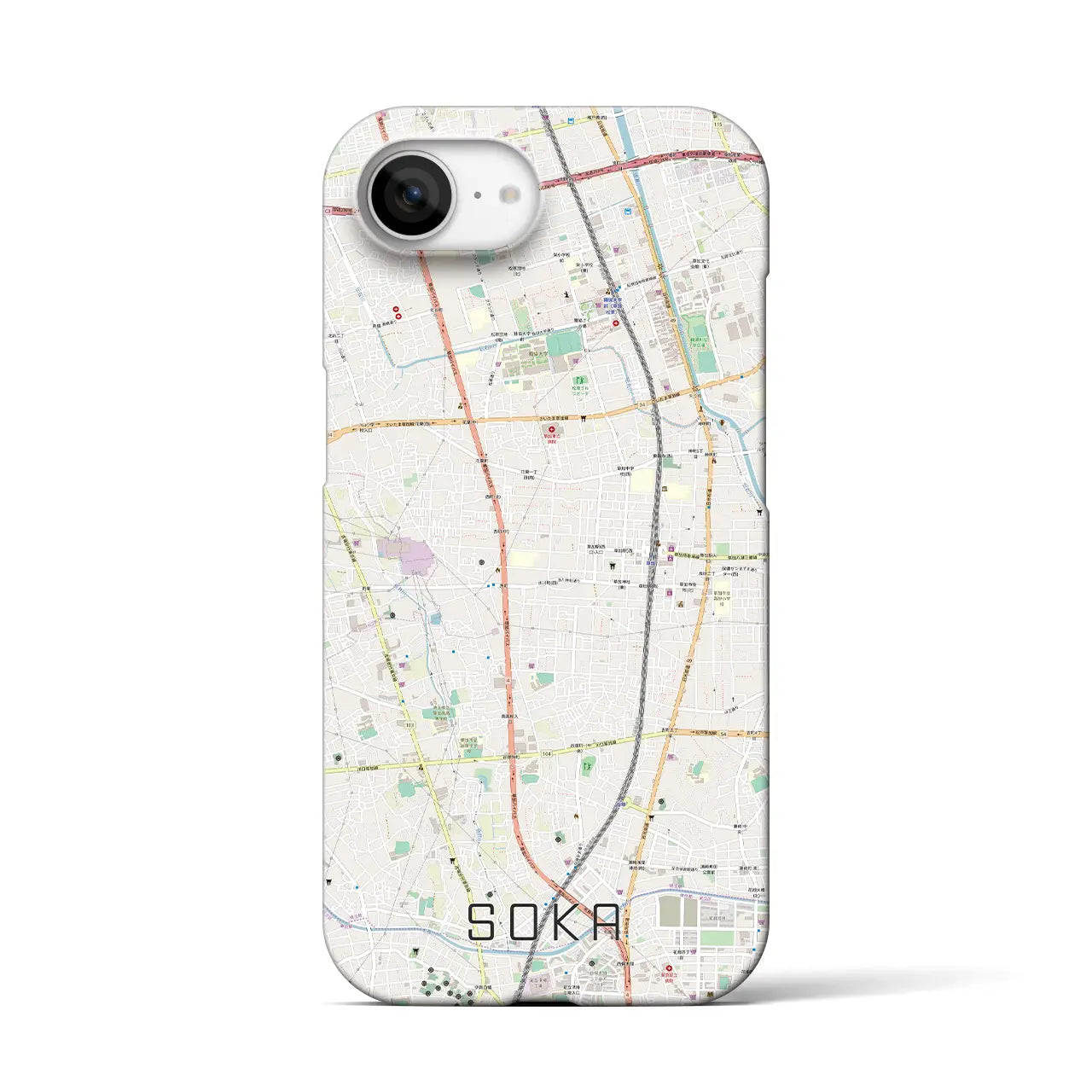 【草加(埼玉県)】地図柄iPhoneケース(バックカバータイプ)