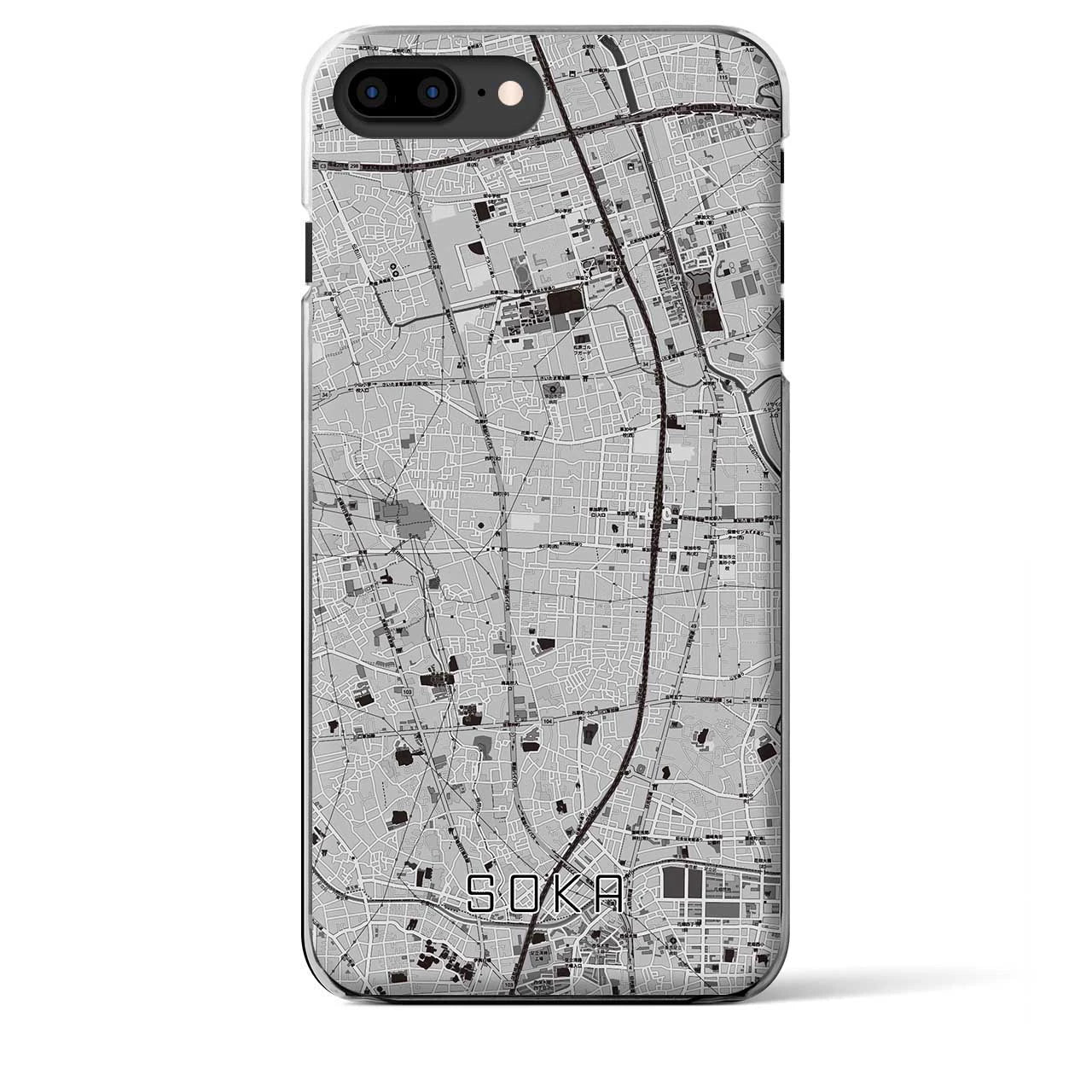 【草加(埼玉県)】地図柄iPhoneケース(クリアタイプ)