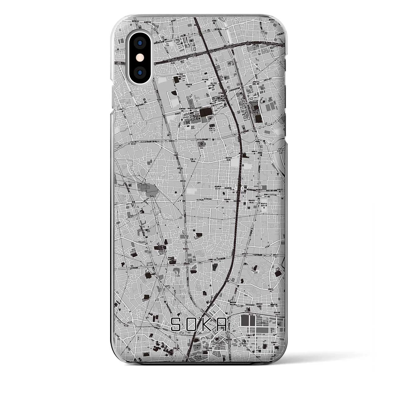 【草加(埼玉県)】地図柄iPhoneケース(クリアタイプ)