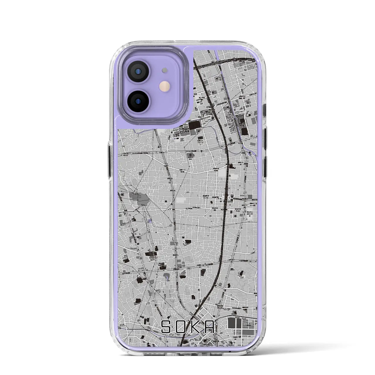 【草加(埼玉県)】地図柄iPhoneケース(MagSafeタイプ)