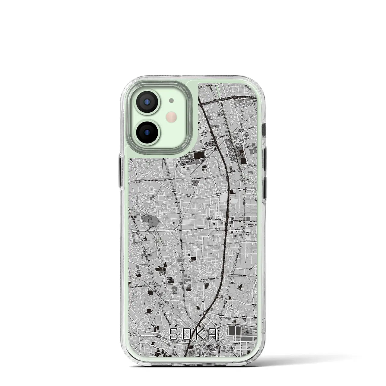 【草加(埼玉県)】地図柄iPhoneケース(MagSafeタイプ)