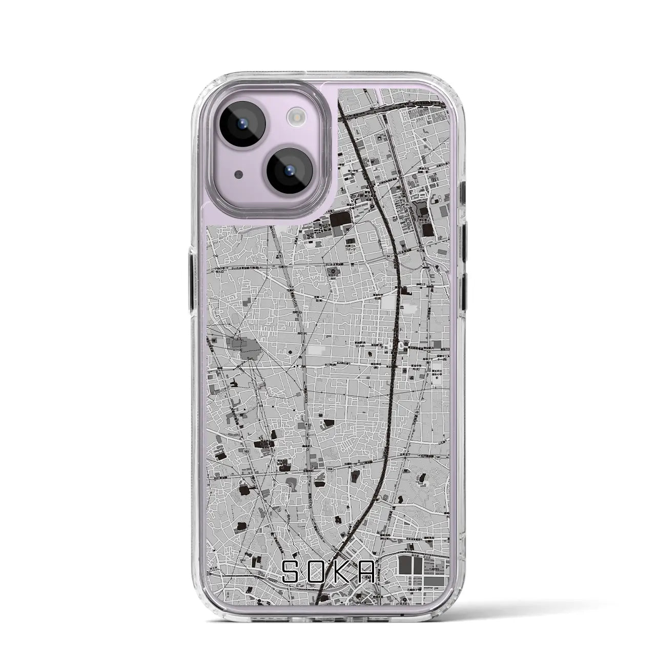 【草加(埼玉県)】地図柄iPhoneケース(MagSafeタイプ)