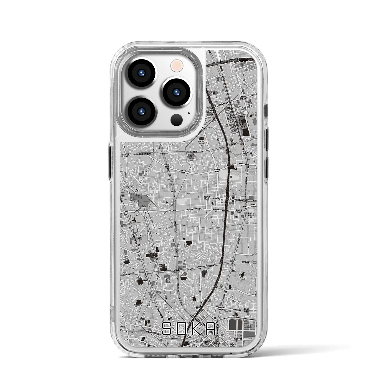 【草加(埼玉県)】地図柄iPhoneケース(MagSafeタイプ)