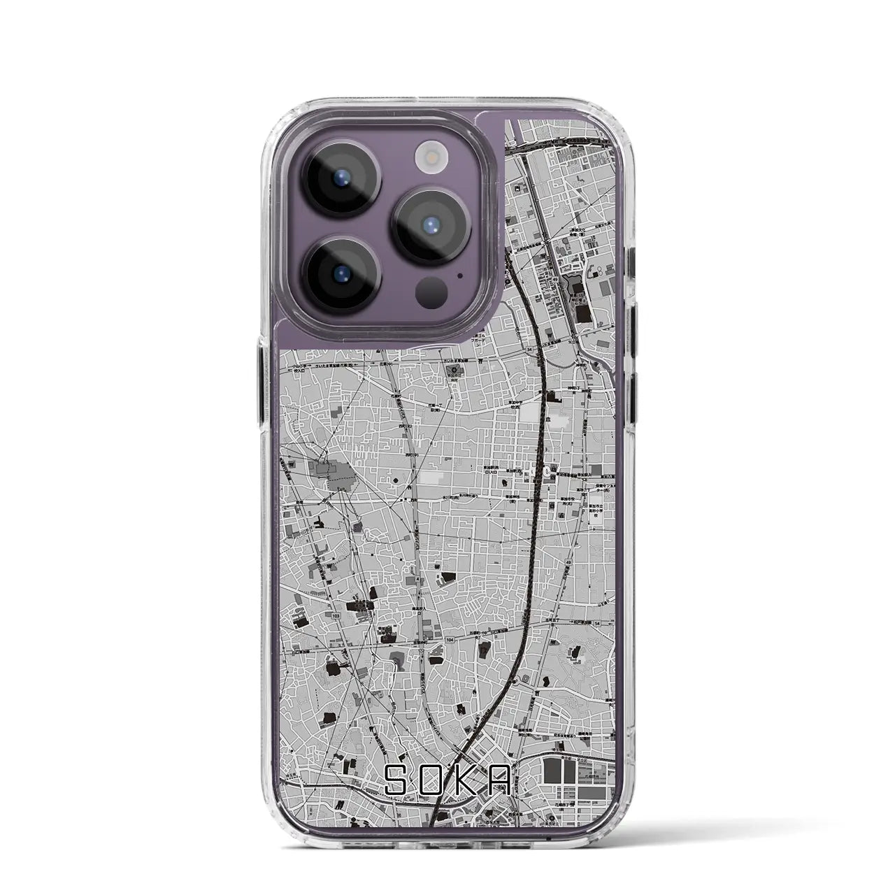 【草加(埼玉県)】地図柄iPhoneケース(MagSafeタイプ)