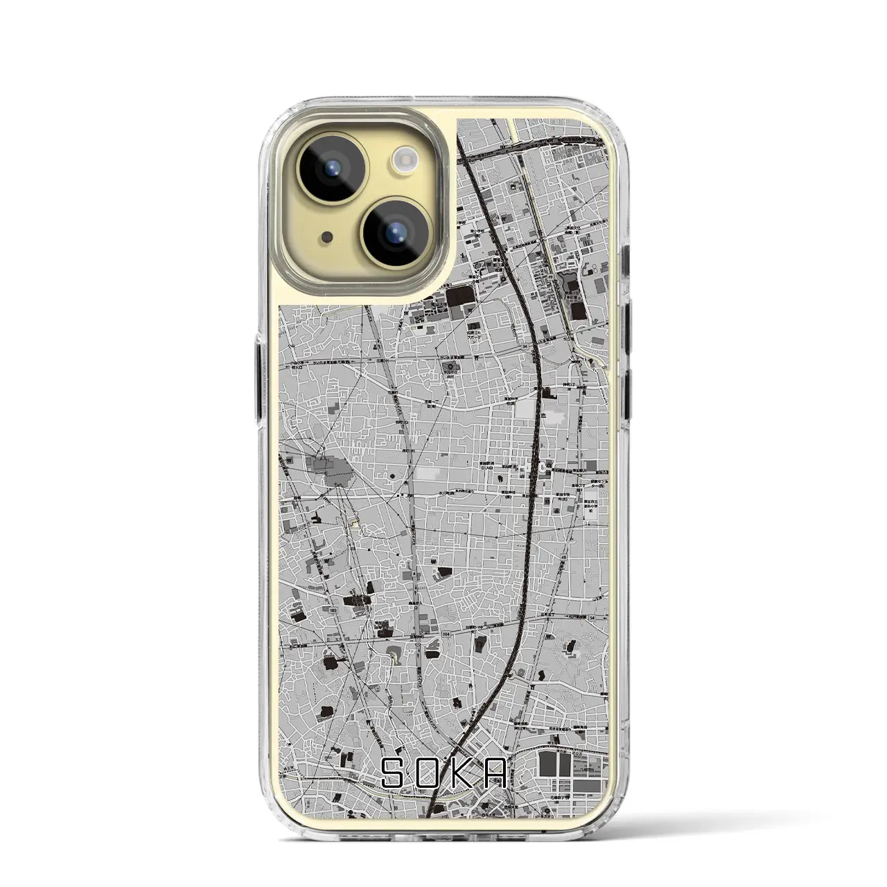 【草加(埼玉県)】地図柄iPhoneケース(MagSafeタイプ)