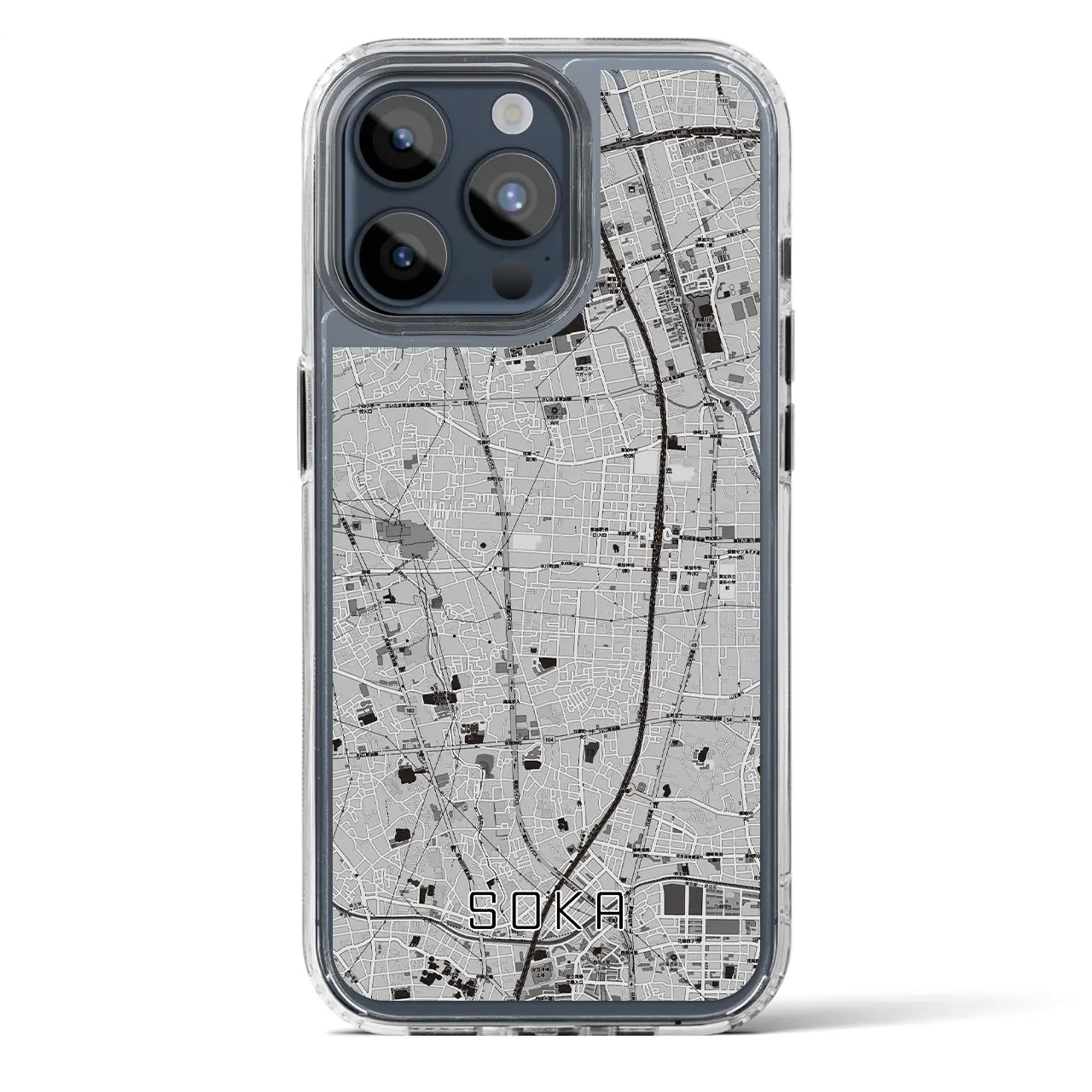 【草加(埼玉県)】地図柄iPhoneケース(MagSafeタイプ)
