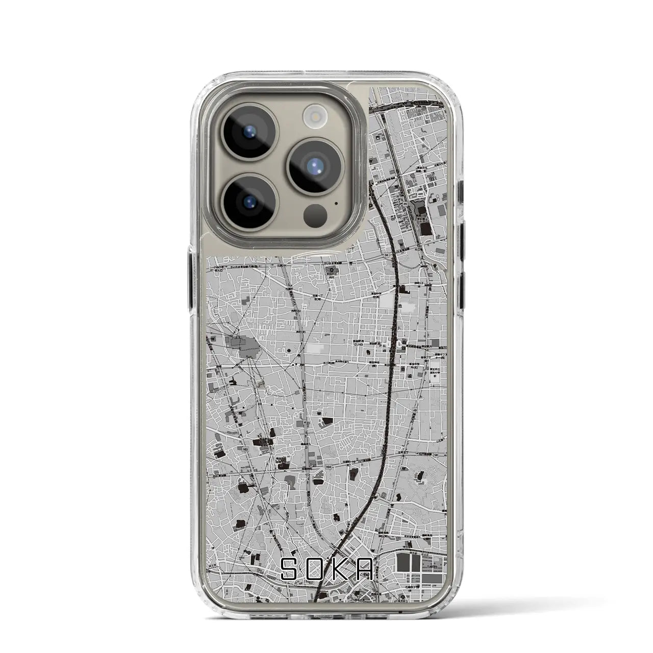 【草加(埼玉県)】地図柄iPhoneケース(MagSafeタイプ)