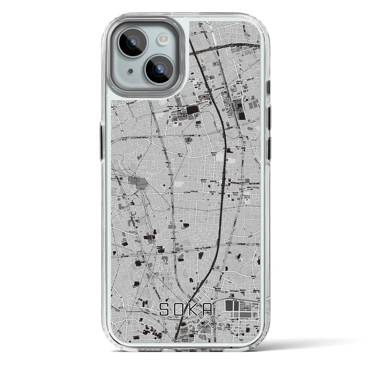 【草加(埼玉県)】地図柄iPhoneケース(MagSafeタイプ)