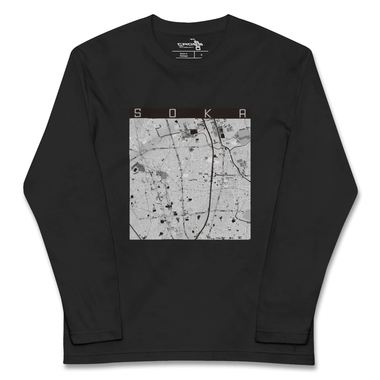 【草加(埼玉県)】地図柄ロングスリーブTシャツ
