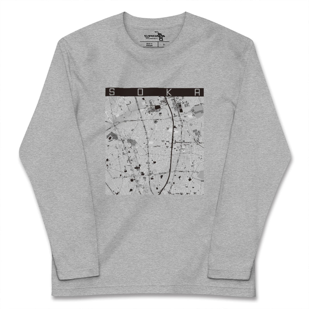 【草加(埼玉県)】地図柄ロングスリーブTシャツ