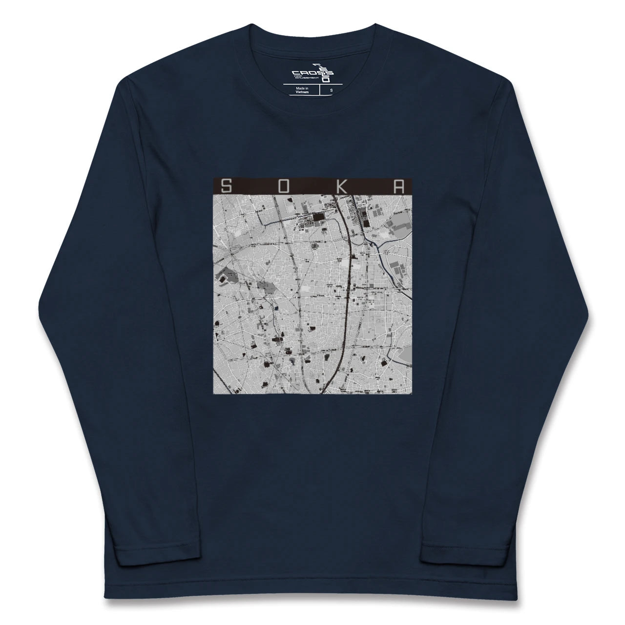 【草加(埼玉県)】地図柄ロングスリーブTシャツ