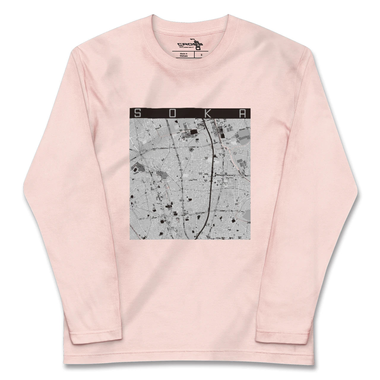 【草加(埼玉県)】地図柄ロングスリーブTシャツ