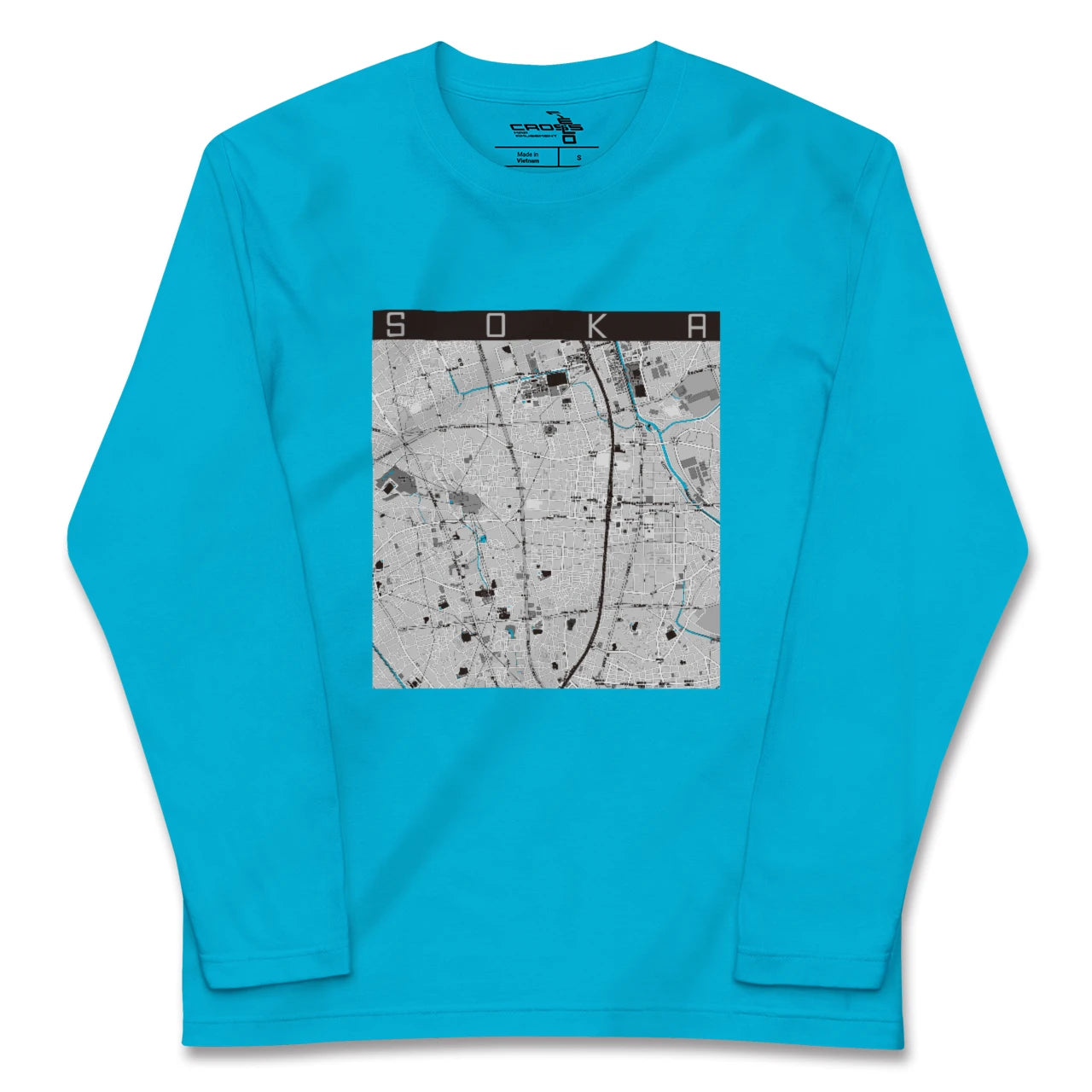 【草加(埼玉県)】地図柄ロングスリーブTシャツ