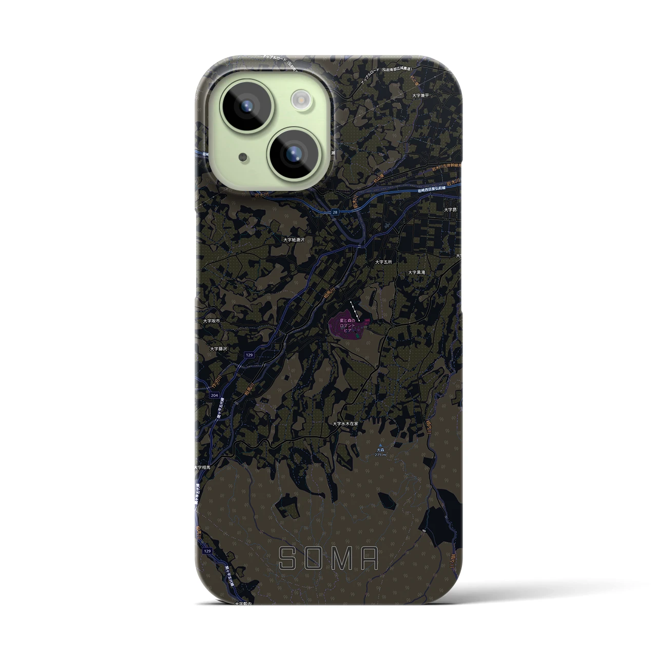 【相馬(青森県)】地図柄iPhoneケース(バックカバータイプ)