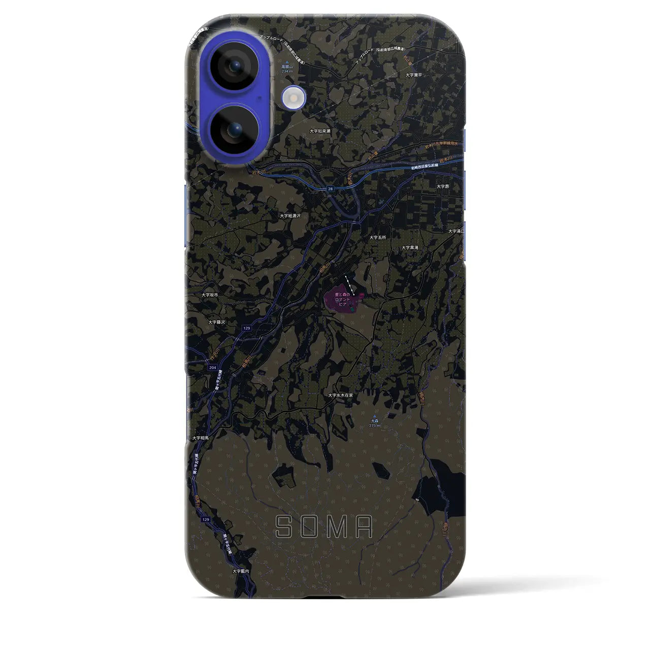 【相馬(青森県)】地図柄iPhoneケース(バックカバータイプ)