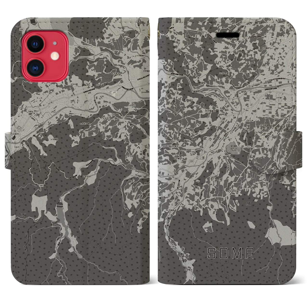 【相馬(青森県)】地図柄iPhoneケース(手帳タイプ)