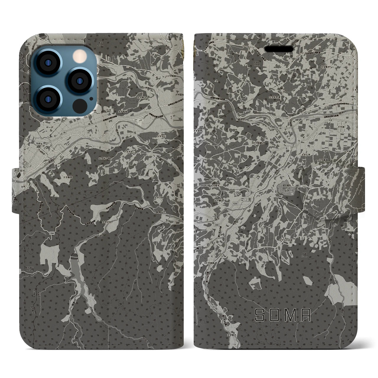 【相馬(青森県)】地図柄iPhoneケース(手帳タイプ)