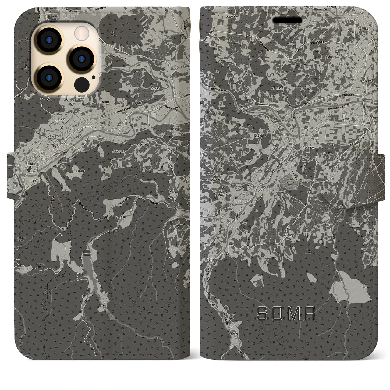 【相馬(青森県)】地図柄iPhoneケース(手帳タイプ)