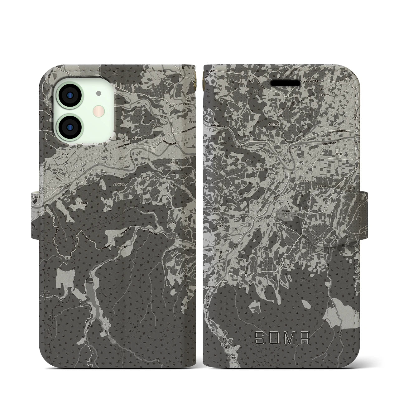 【相馬(青森県)】地図柄iPhoneケース(手帳タイプ)