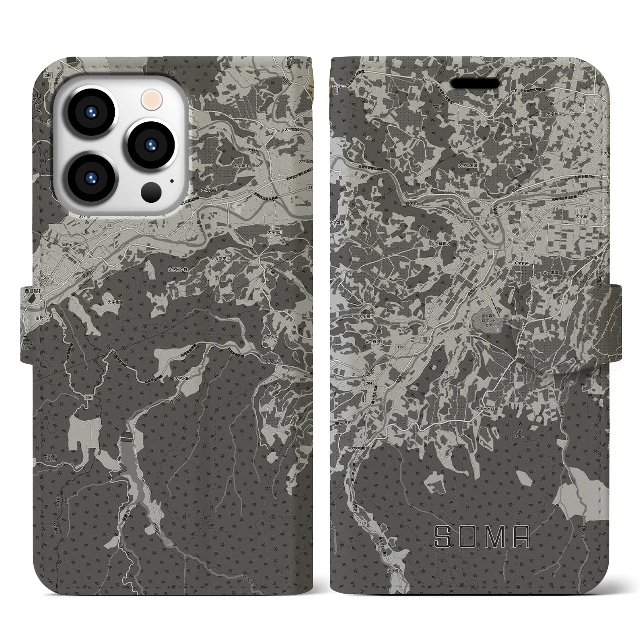 【相馬(青森県)】地図柄iPhoneケース(手帳タイプ)