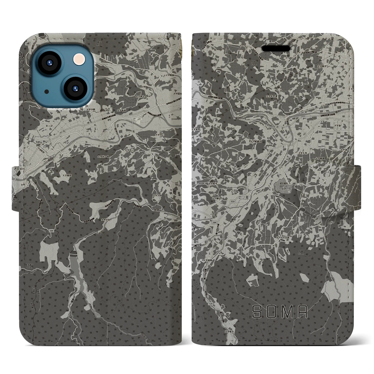 【相馬(青森県)】地図柄iPhoneケース(手帳タイプ)