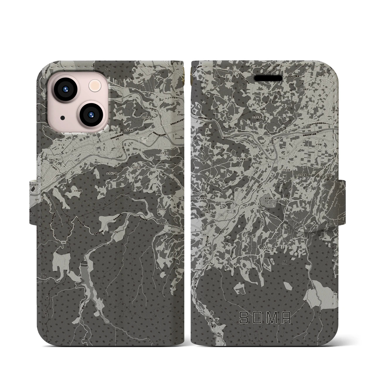 【相馬(青森県)】地図柄iPhoneケース(手帳タイプ)