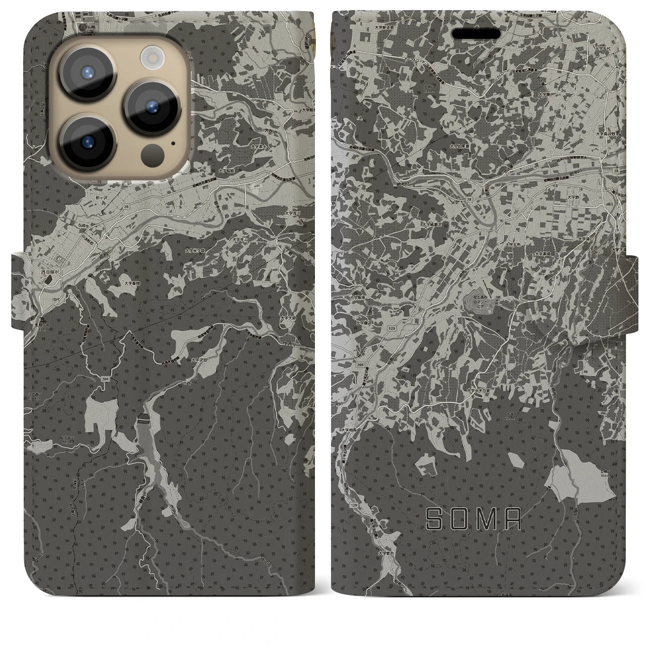 【相馬(青森県)】地図柄iPhoneケース(手帳タイプ)