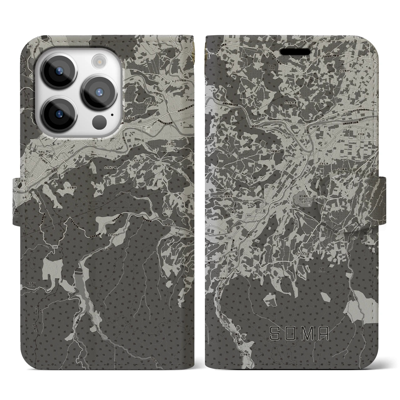 【相馬(青森県)】地図柄iPhoneケース(手帳タイプ)