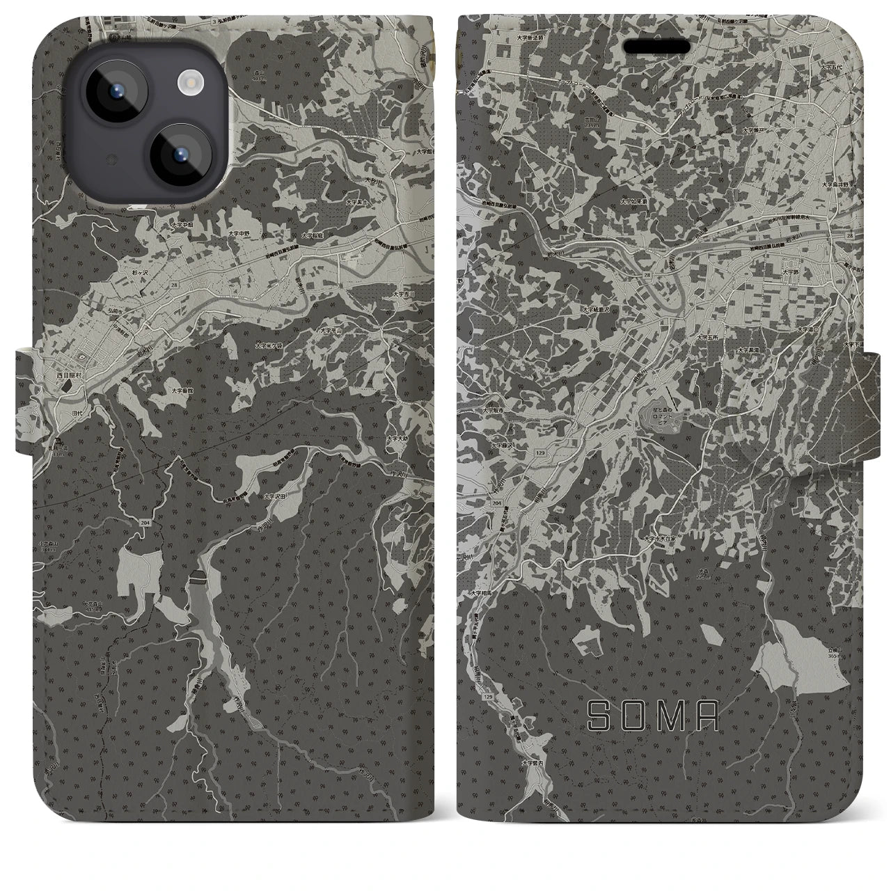 【相馬(青森県)】地図柄iPhoneケース(手帳タイプ)