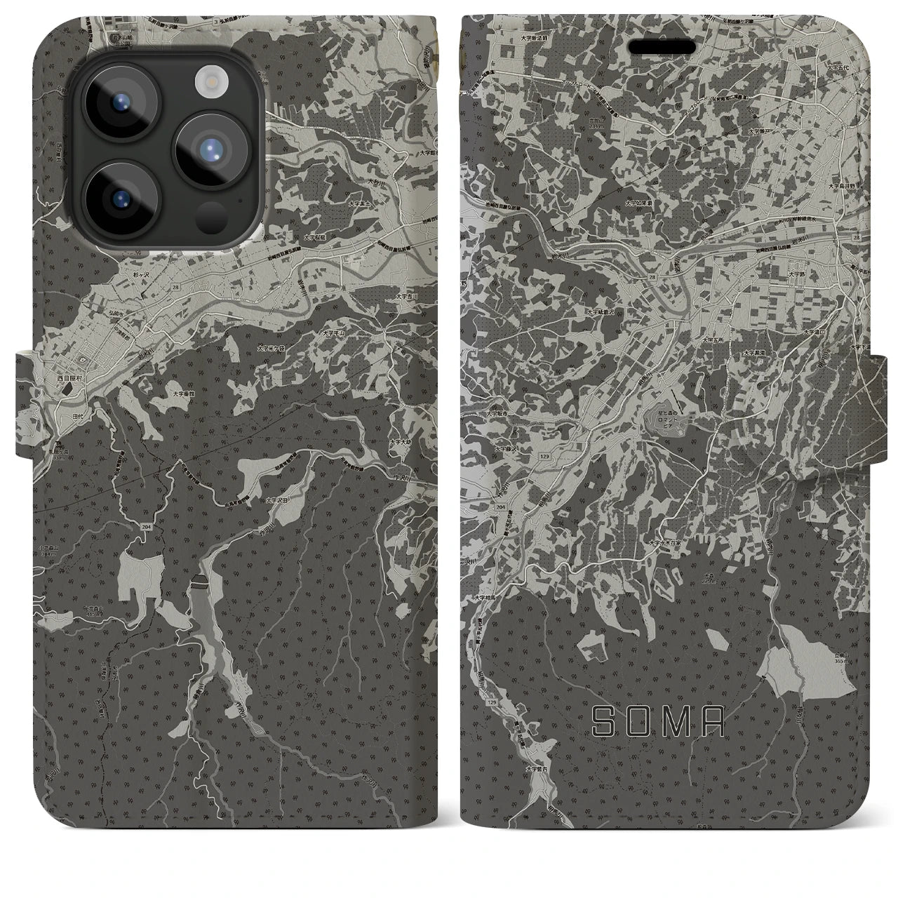 【相馬(青森県)】地図柄iPhoneケース(手帳タイプ)