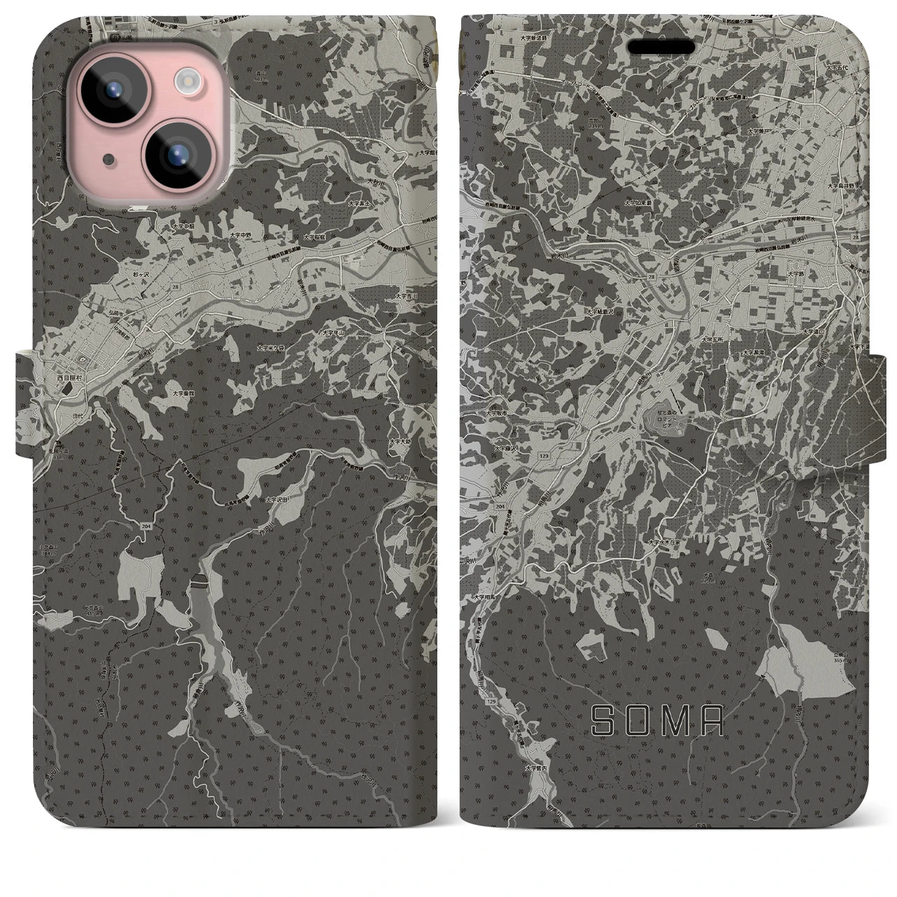 【相馬(青森県)】地図柄iPhoneケース(手帳タイプ)